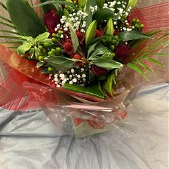 Oriental Lily and Red Rose Bouquet