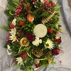 Christmas Long and Low Table Centre - Red