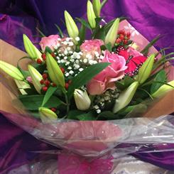 Pink Rose &amp; Lily Hand Tied