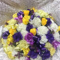 Lemon and White and Purple Silk Wreath